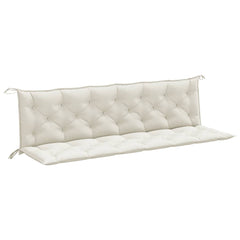 Cream melange fabric garden bench cushions, tufted with ties, 78.7x19.7x2.8 inches, 2-pack.