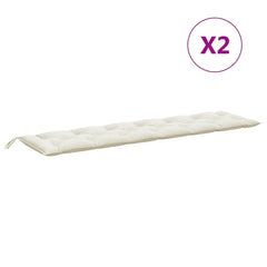 Two cream melange fabric garden bench cushions, 78.7x19.7x2.8 inches each, with ties.