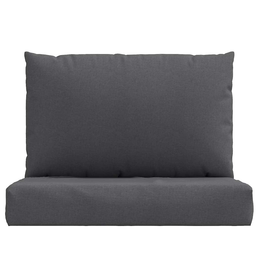 Two anthracite melange polyester pallet cushions, one seat and one back.