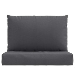 Two anthracite melange polyester pallet cushions, one seat and one back.