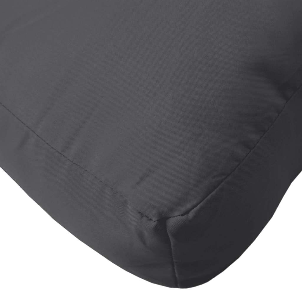 Two anthracite melange polyester pallet cushions, one seat and one backrest.