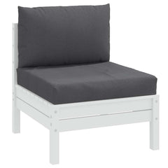 Two anthracite melange polyester cushions for pallet furniture, one seat and one back.