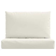 Two cream melange polyester cushions for pallets, one seat and one back.