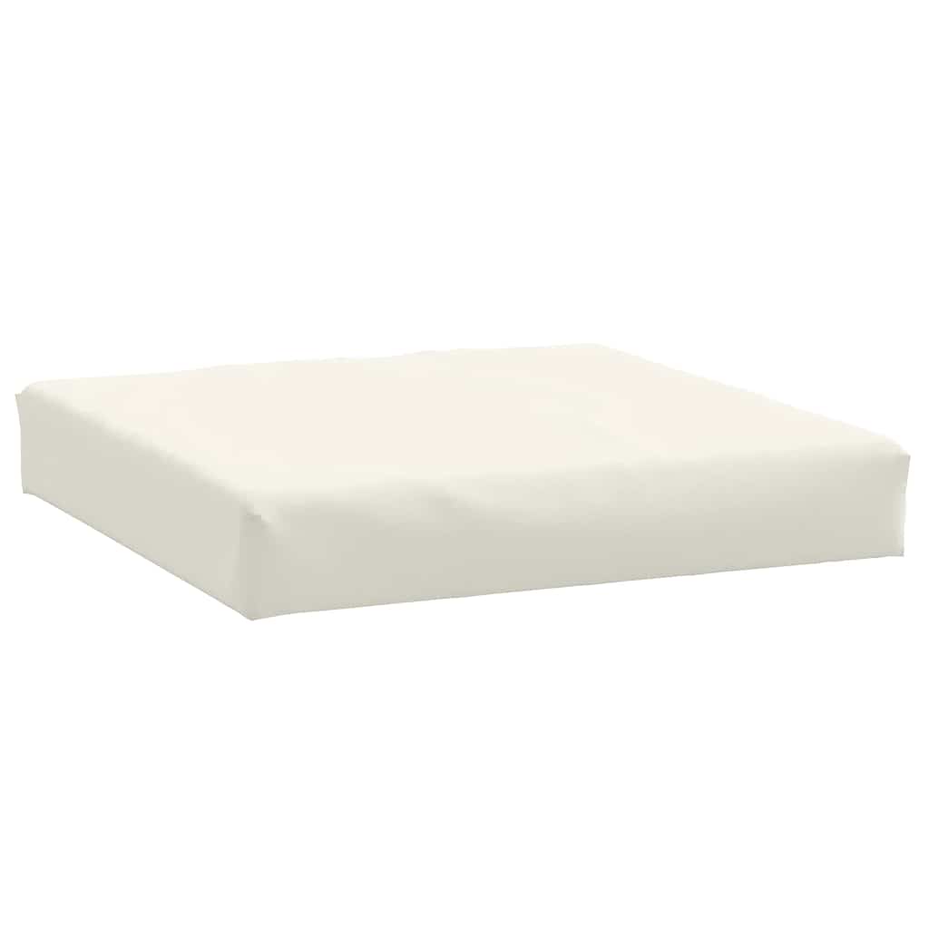 Two cream polyester pallet cushions, one seat and one back, in melange fabric.