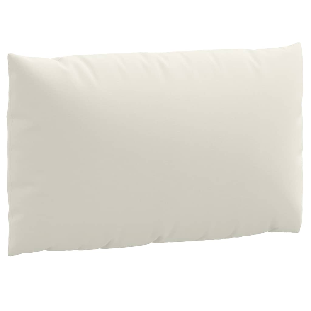 Two cream melange polyester pallet cushions, one seat and one backrest.