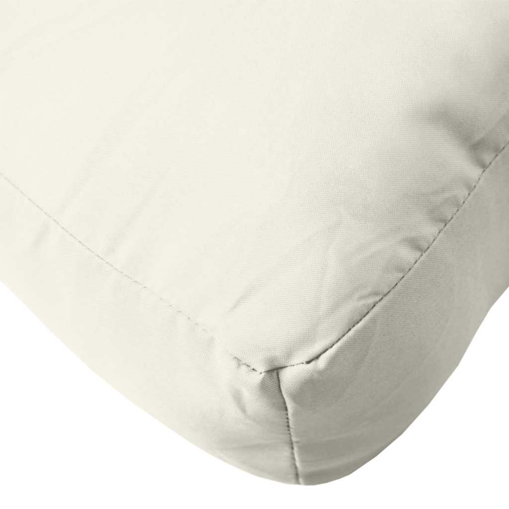 Two cream melange polyester pallet cushions, one seat and one backrest.