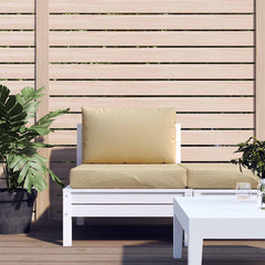 Two beige polyester cushions, one seat and one back, for a pallet sofa set.