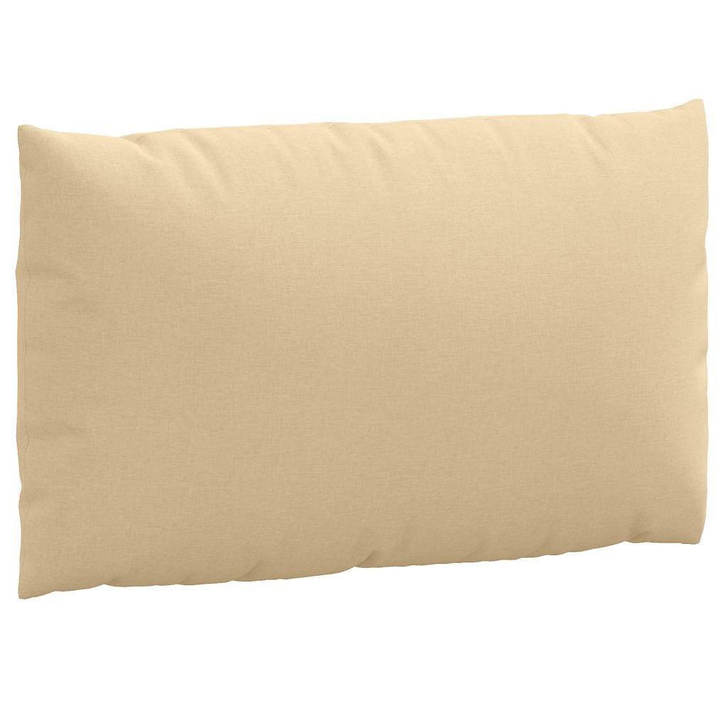 A rectangular beige polyester cushion with a subtle woven texture.