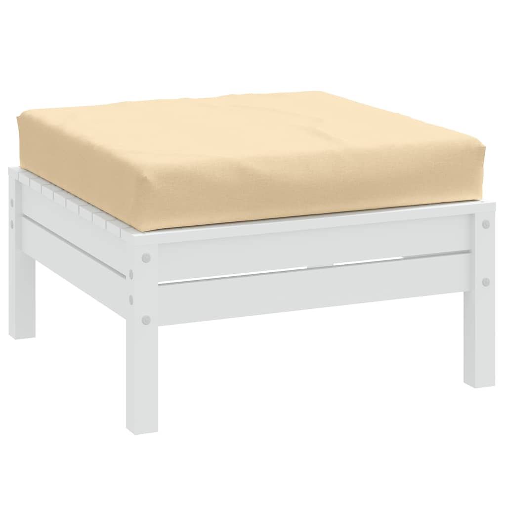 Beige melange polyester pallet cushion, 23.6x23.6x3.7 inches, for outdoor seating.