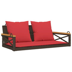 Patio Swing Bench Brown PE Rattan 42.9x24.4x15.7