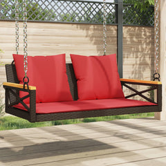 Patio Swing Bench Brown PE Rattan 42.9x24.4x15.7