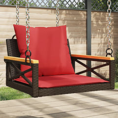 Patio Swing Bench Brown, Red