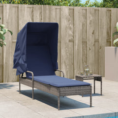 Patio Sun Lounger Gray PE rattan, powder-coated steel, polyester