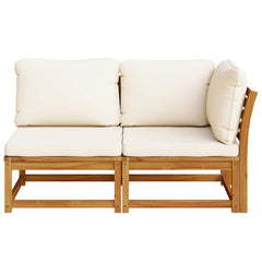Garden Lounge Set Cream white Solid acacia wood, Polyester Medium