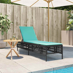 Patio Sun Lounger Black PE rattan Standard Patio Sun Lounger