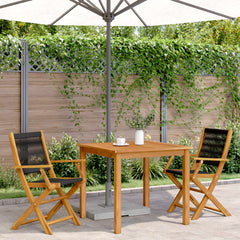 Garden Chair Set of 2 Black Solid acacia wood, Polypropylene