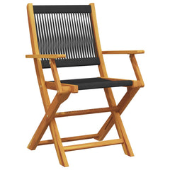 Garden Chair Set of 2 Black Solid acacia wood, Polypropylene