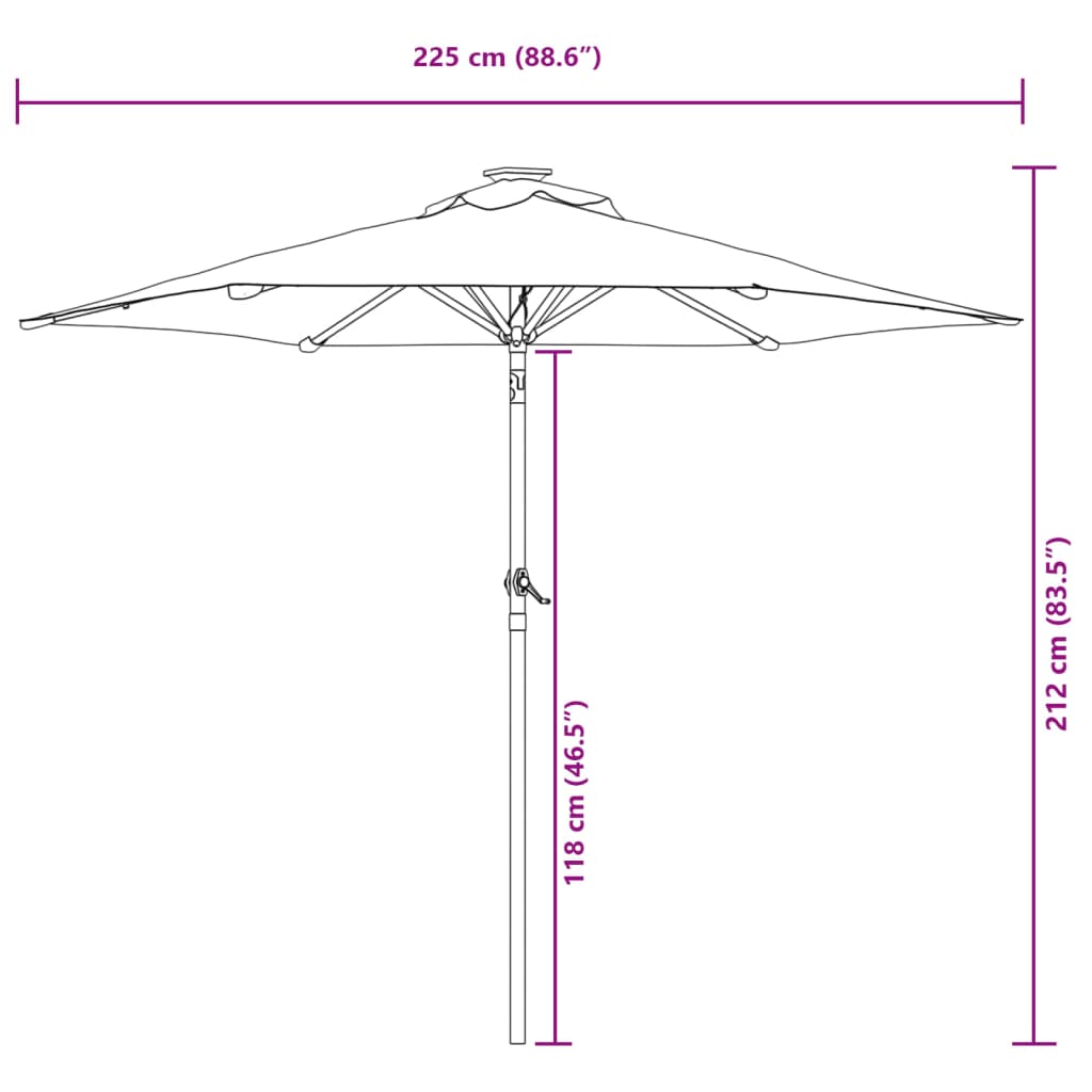 Garden Parasol with Steel Pole Anthracite 88.6x88.6x83.5