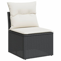 Garden Sofa Set Black, Cream White PE Rattan Large Modular