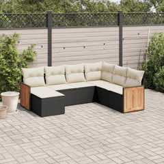 Garden Sofa Set Black, Cream White PE Rattan Large Modular