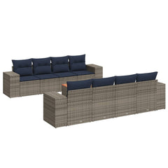 9 Piece Patio Sofa Set with Cushions Gray Poly Rattan