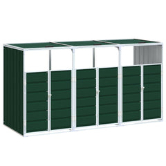 Wheelie Bin Storage for Triple Bins Green 85x31.9x45.3 Steel