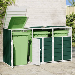 Wheelie Bin Storage for Triple Bins Green 85x31.9x45.3 Steel
