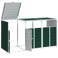 Wheelie Bin Storage for Triple Bins Green 85x31.9x45.3 Steel