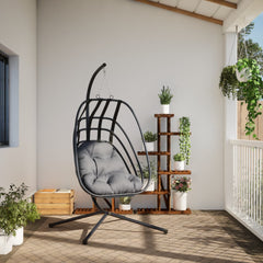 Hanging Egg Chair Anthracite and Black Steel, Polypropylene Large