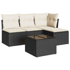 Garden Sofa Set Black and Cream White