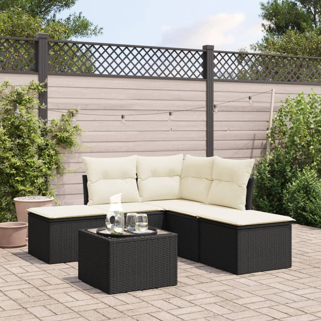 Garden Sofa Set Black, Cream White