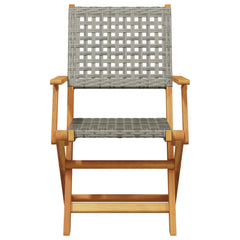 Garden Chair Set of 4 Grey Solid Acacia wood Standard Foldable