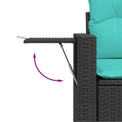 8 Piece Garden Sofa Set with Cushions Black Poly Rattan