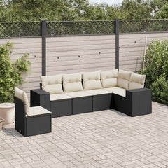 Garden Sofa Set Black PE Rattan 6 Piece Set Modular
