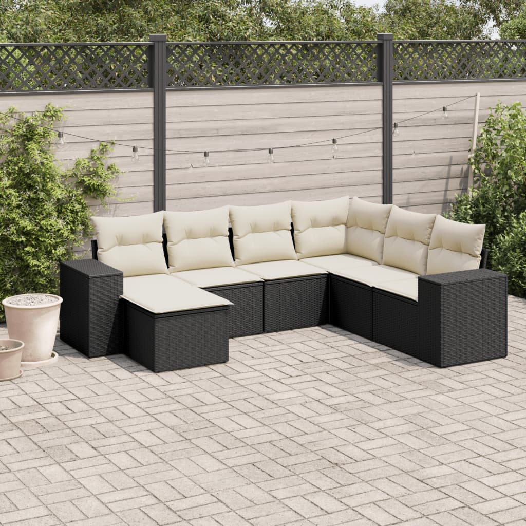 Garden Sofa Set Black, Cream White