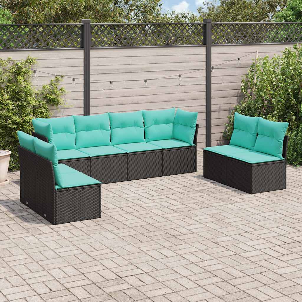 Garden Sofa Set Black, Blue