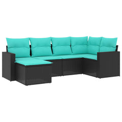 Garden Sofa Set Black PE rattan, powder-coated steel, polyester