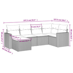 Garden Sofa Set Black PE rattan, powder-coated steel, polyester