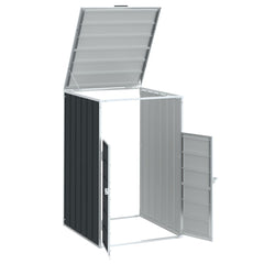 Anthracite steel wheelie bin storage unit with open lid and doors for a single 63.4 gal bin.