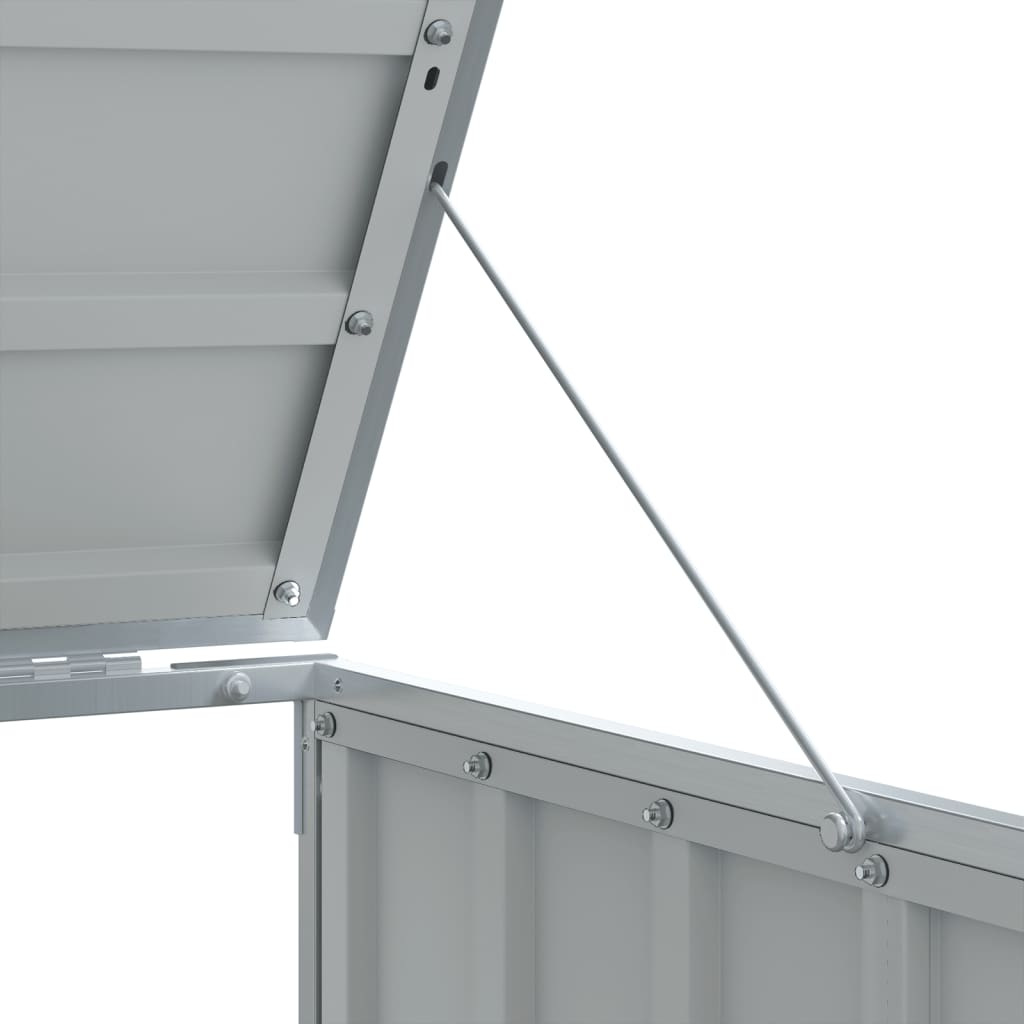 Anthracite steel wheelie bin storage with open lid and support arm for a single 63.4 gal bin.