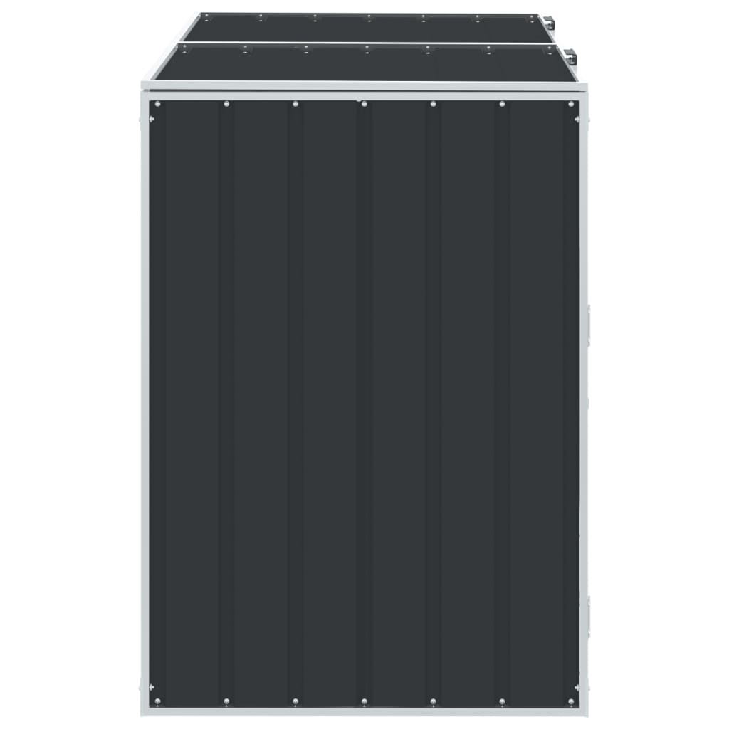 Anthracite steel wheelie bin storage enclosure for two bins, measuring 56.7x31.9x44.5 inches.