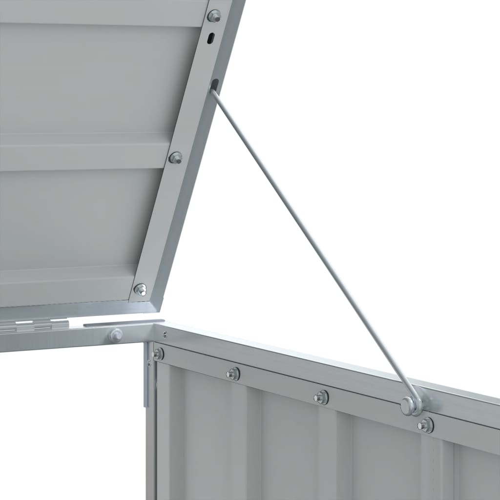 Anthracite steel wheelie bin storage with open lid and support arm, for triple bins.