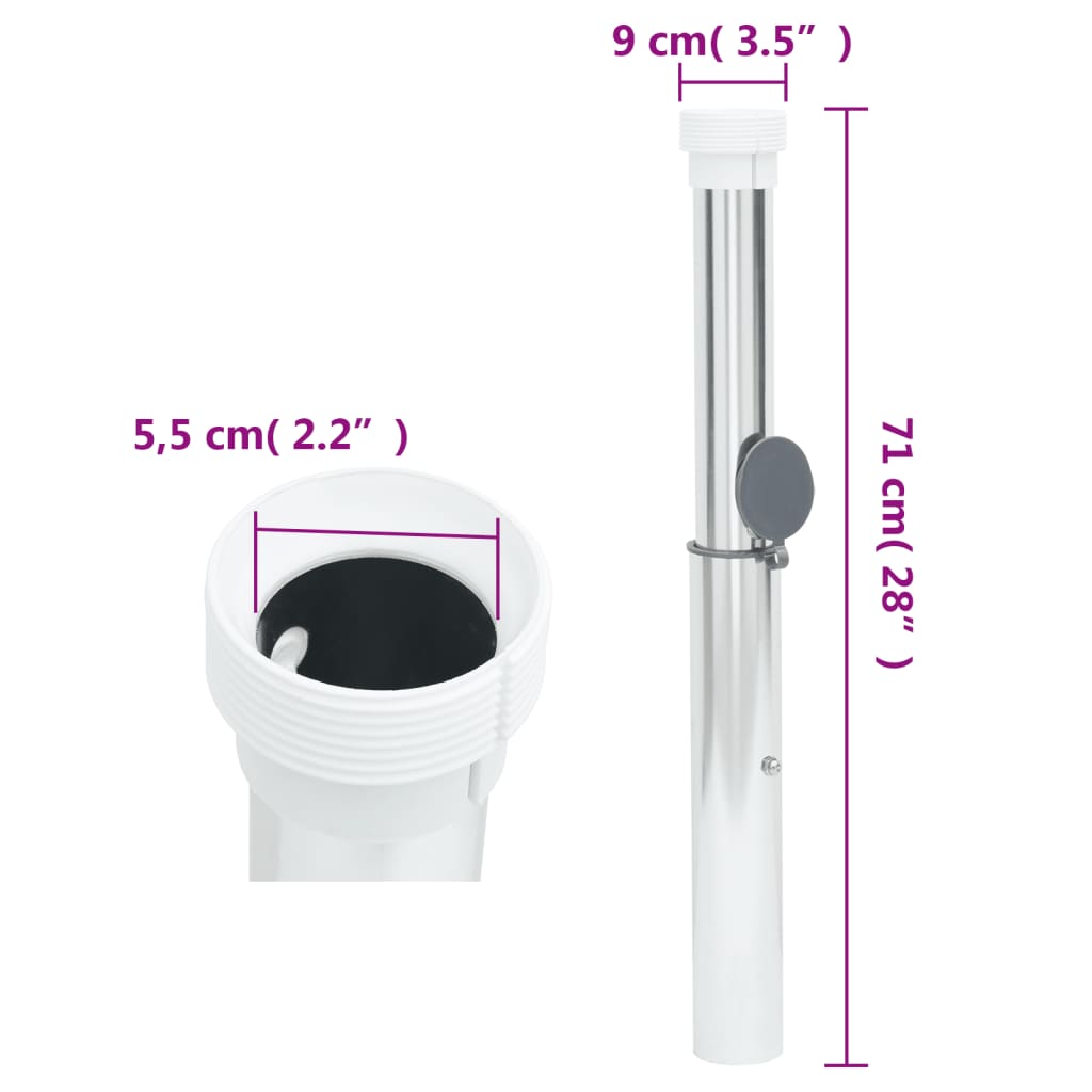In-Ground Parasol Base for 1.6-2 Pole Silver Aluminum