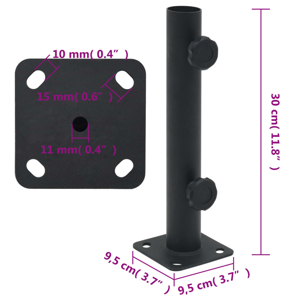 Parasol Base for ??1.3/1.3/1.5 Pole Matt Black Steel