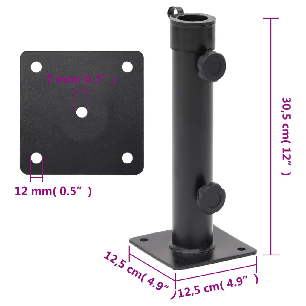 Parasol Base for ??1.5/1.9 Pole Matt Black Steel