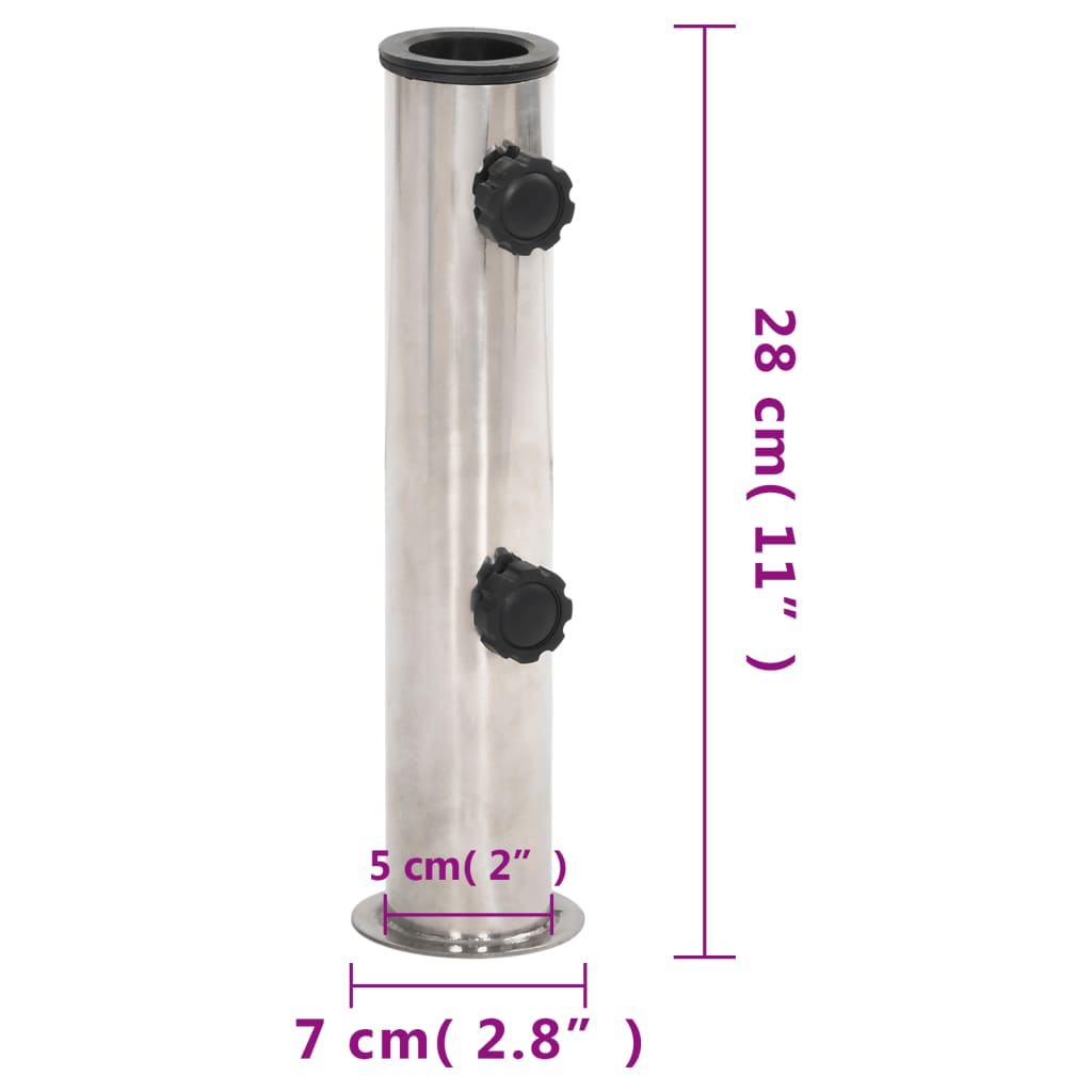 Parasol Base for ??1.5/1.9 Pole Silver Stainless Steel