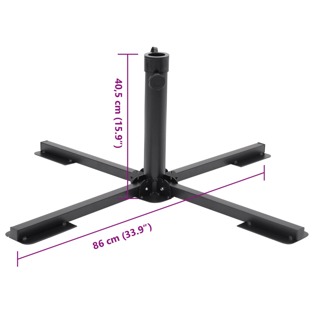 Parasol Base Foldable for ??1.5/1.9 Pole Glossy Black Steel