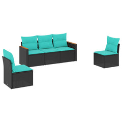Patio Sofa Set Black Poly Rattan Large Modular Patio Sofa Set