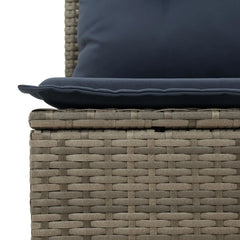 5 Piece Garden Sofa Set with Cushions Grey Poly Rattan