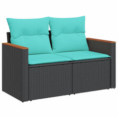 Patio Sofa Set Black PE Rattan Large UV-resistant materials